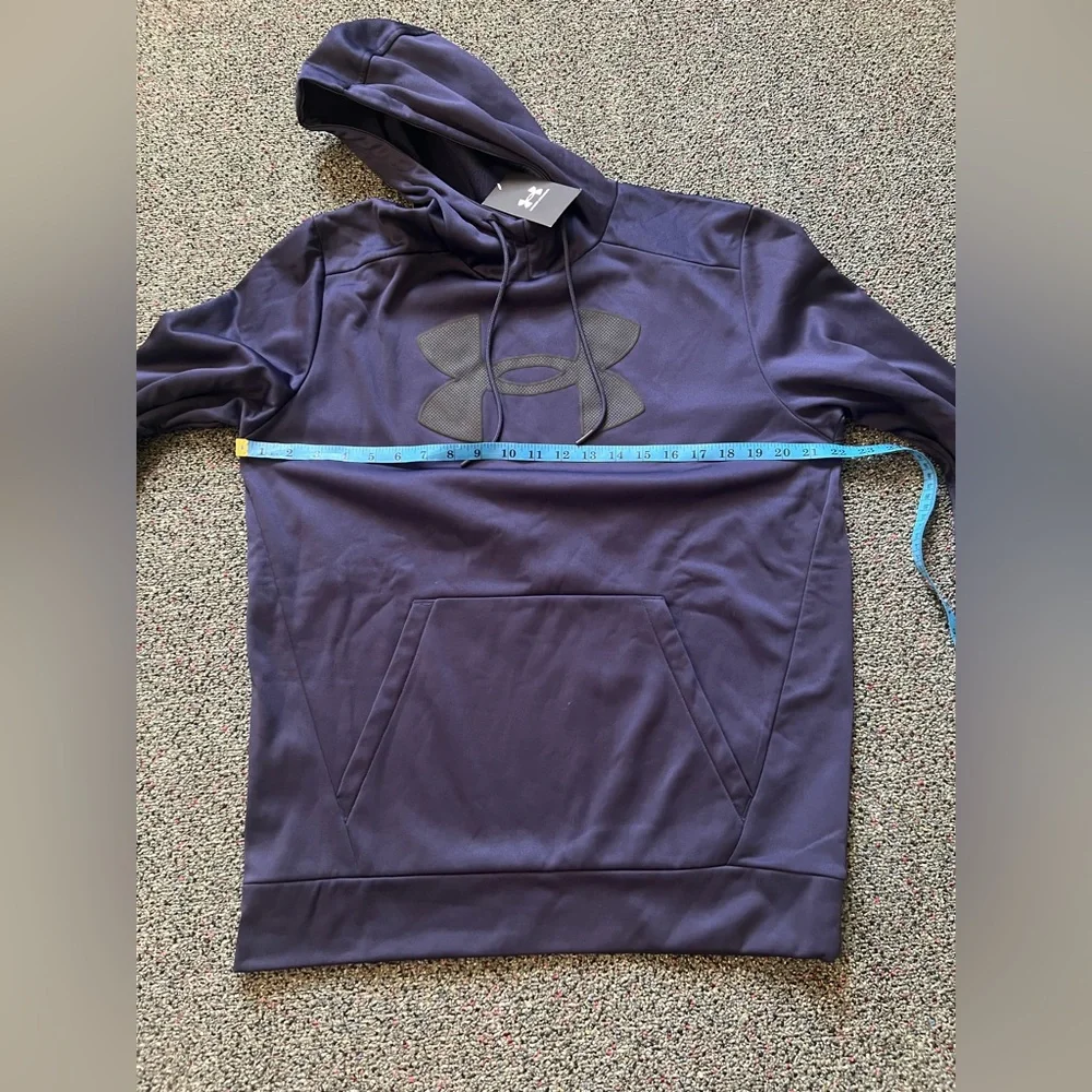 NWT UNDER ARMOUR Baby Blue Fleece Big Logo Lightweight Stretch Hoodie Sweatshirt